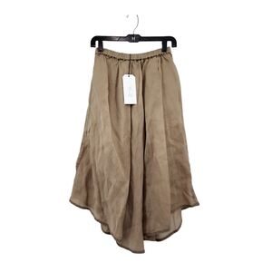 Cynthia Ashby Women's 100% Silk Asymmetrical Satin Midi Skirt - S